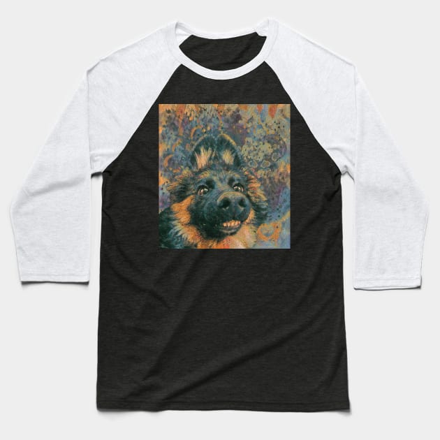 Smile Wolfdog Face Baseball T-Shirt by Leon Star Shop